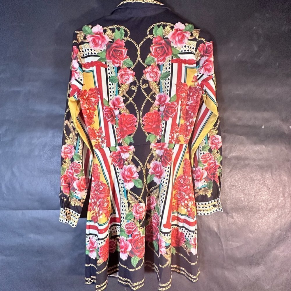 Fashion Nova Baroque Dress Size XS Extra Small Long Sleeve Rococo Floral Black - Picture 8 of 8